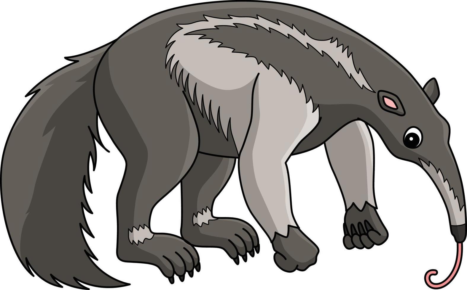 oso hormiguero gigante animal dibujos animados clipart coloreado vector