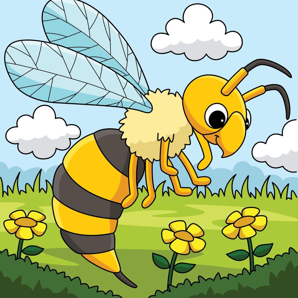 Hornet Animal Colored Cartoon Illustration vector