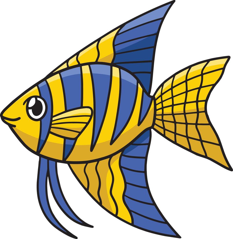 Angelfish Marine Animal Cartoon Colored Clipart vector