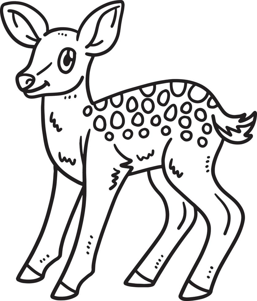 Baby Deer Isolated Coloring Page for Kids vector