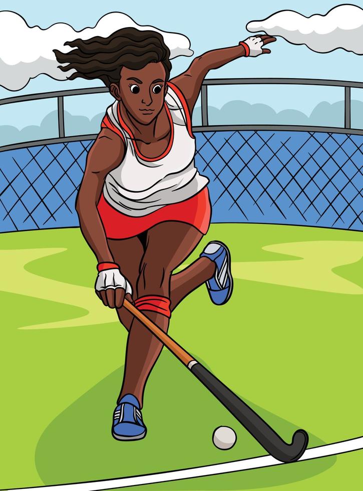 Field Hockey Colored Cartoon Illustration vector