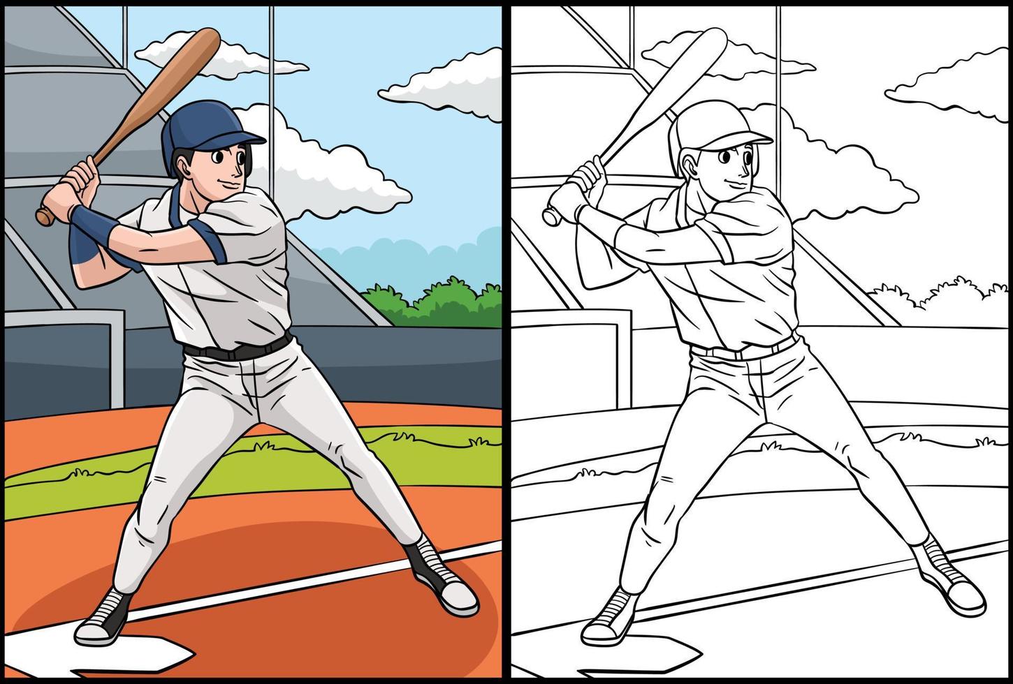 Baseball Coloring Page Vector Art