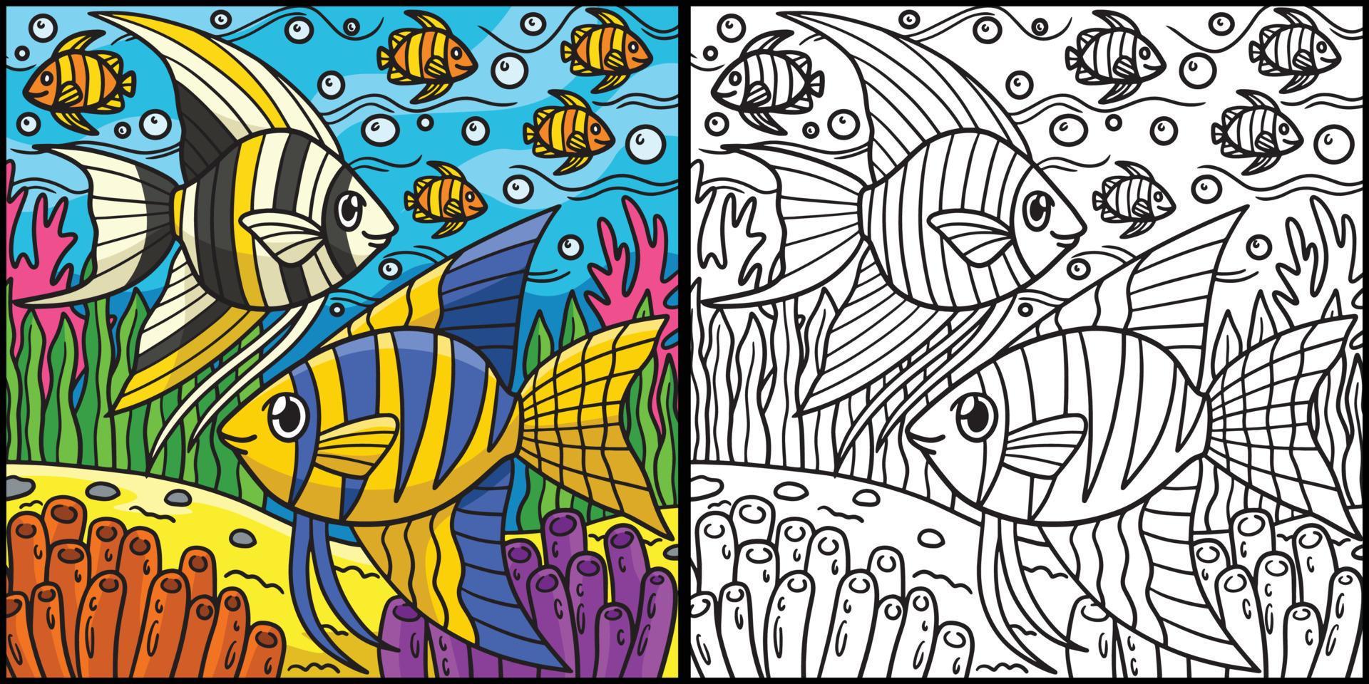 Angelfish Coloring Page Colored Illustration 17022968 Vector Art at ...