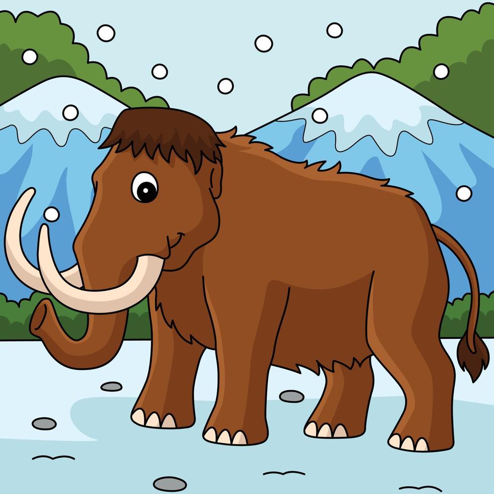 ilustración de dibujos animados de color animal mamut vector