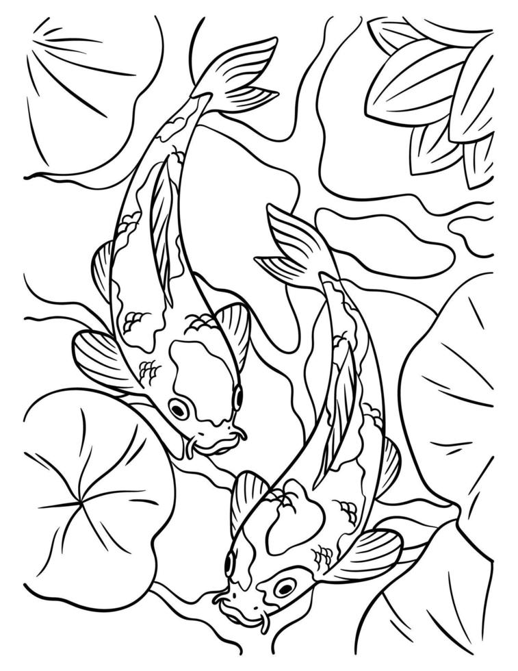Koi Fish Coloring Page For Kids 17022983 Vector Art At Vecteezy