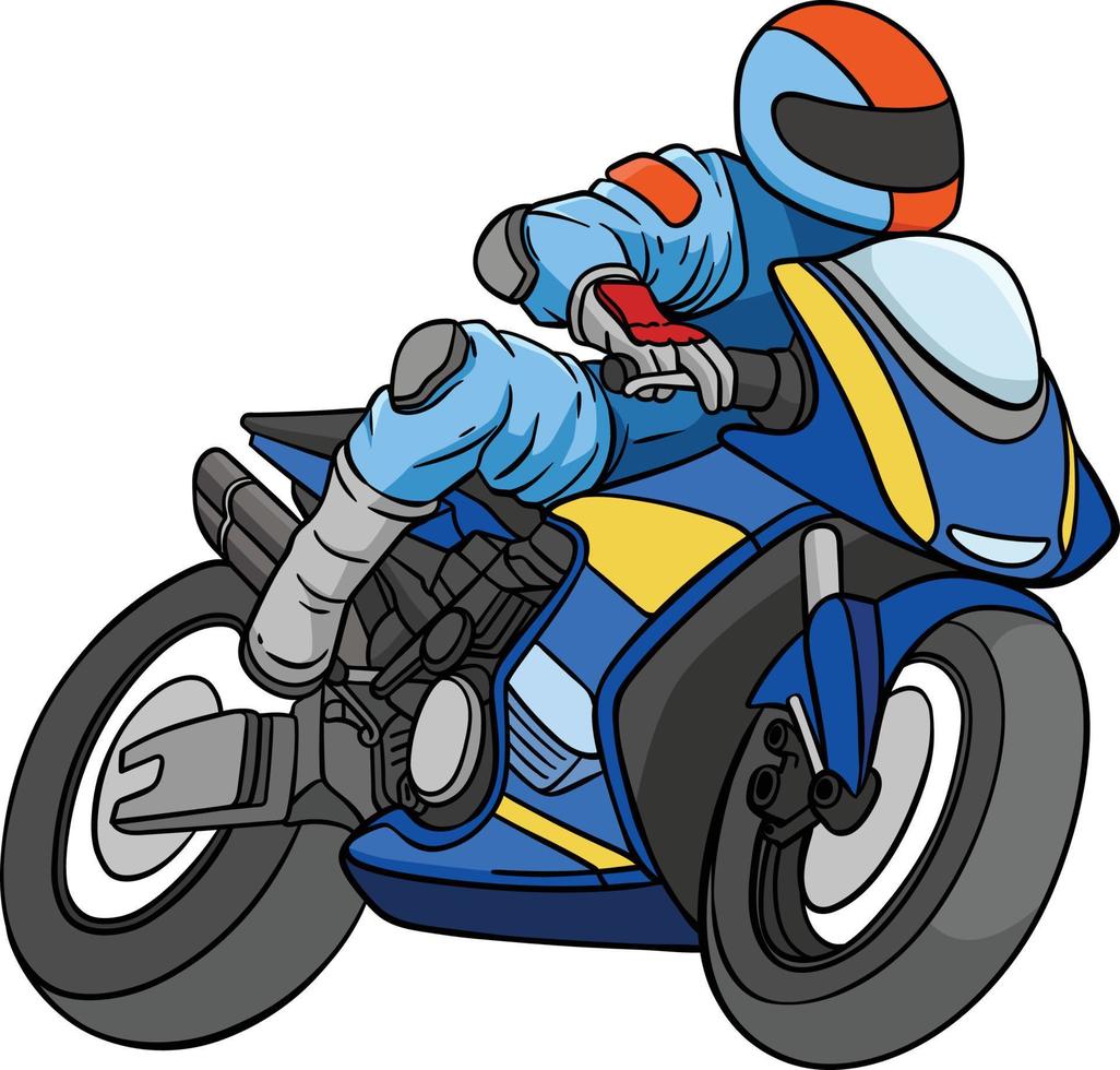 Motorcycle Racing Cartoon Colored Clipart vector