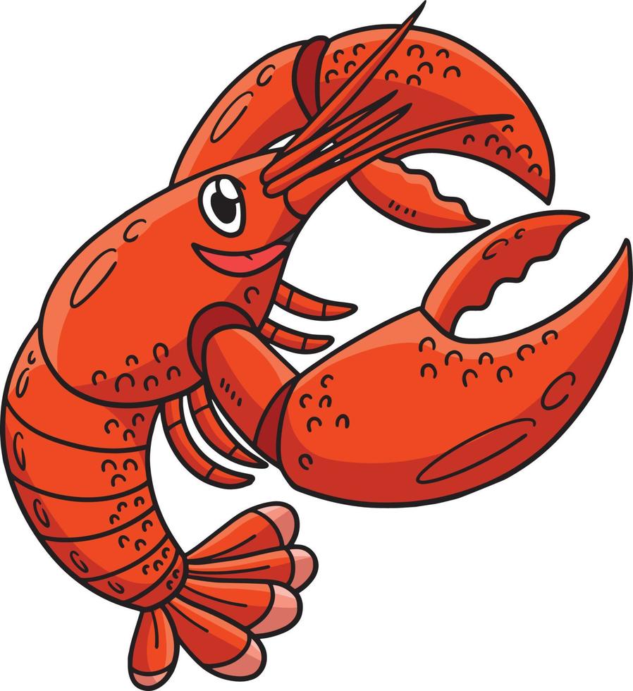 Lobster Marine Animal Cartoon Colored Clipart vector