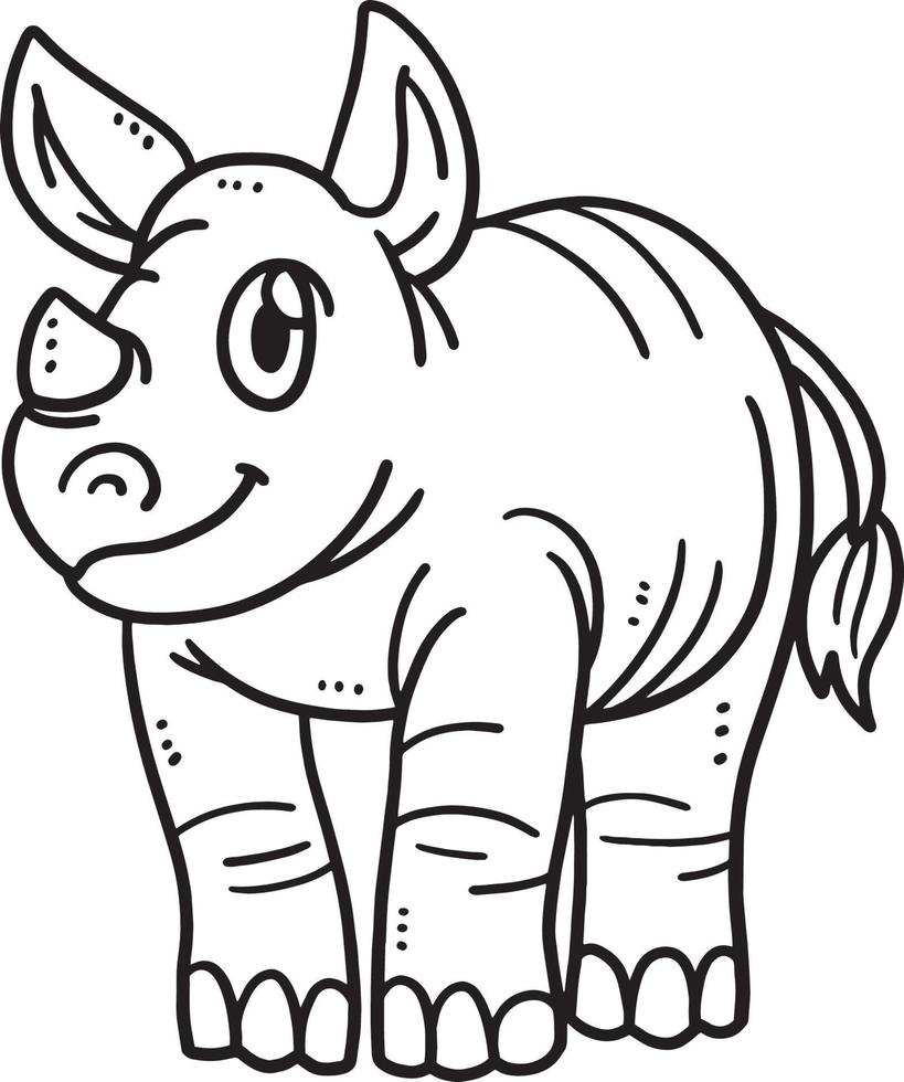 Baby Rhino Isolated Coloring Page for Kids vector