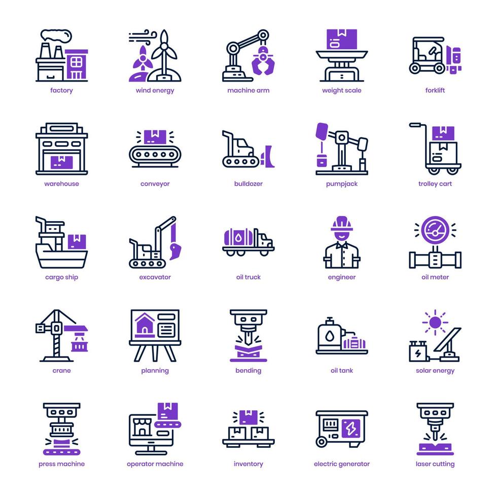 Industry icon pack for your website design, logo, app, and user interface. Industry icon mix line and solid design. Vector graphics illustration and editable stroke.