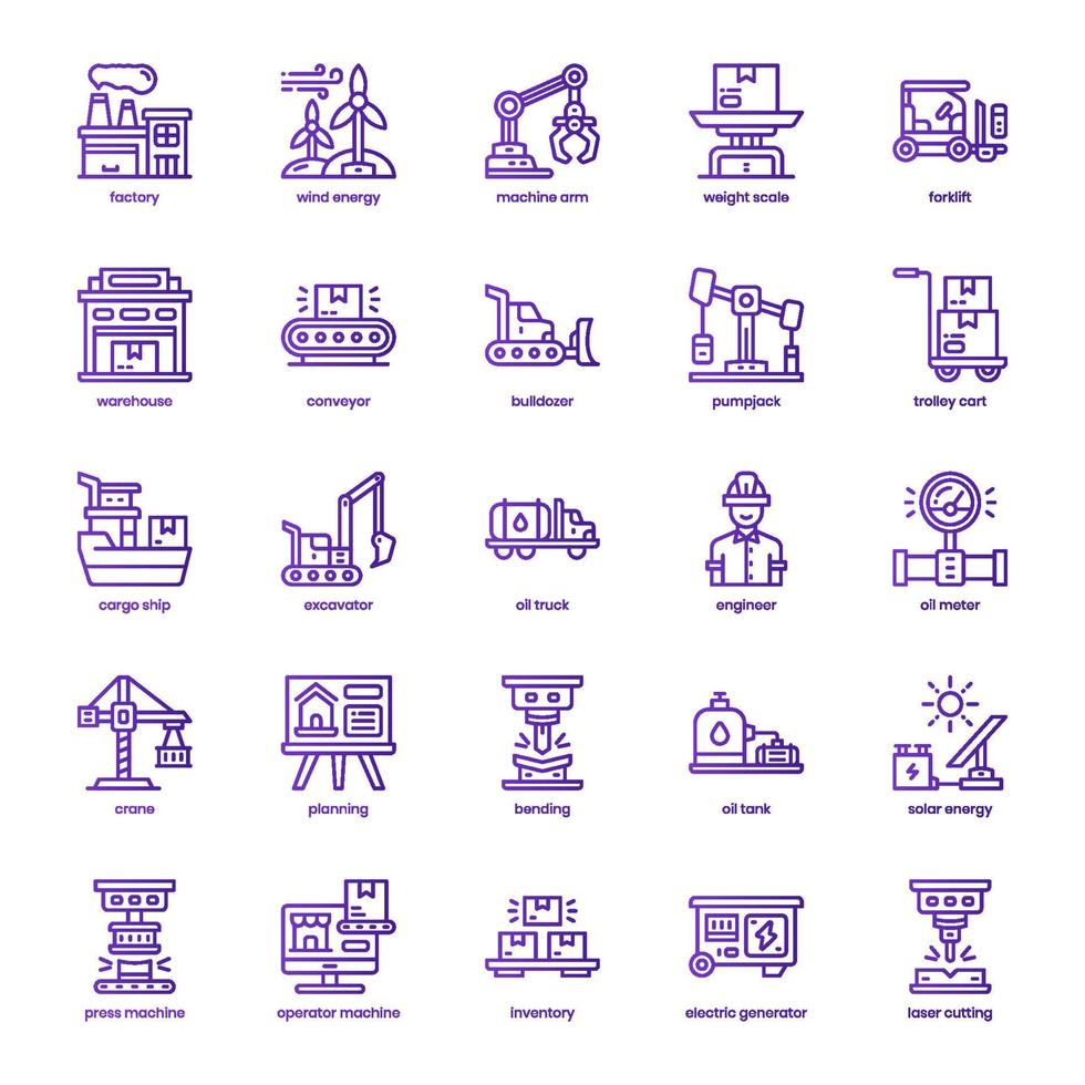 paquete de iconos de la industria para el diseño de su sitio web, logotipo, aplicación e interfaz de usuario. icono de la industria diseño de gradiente de línea básica. ilustración de gráficos vectoriales y trazo editable. vector