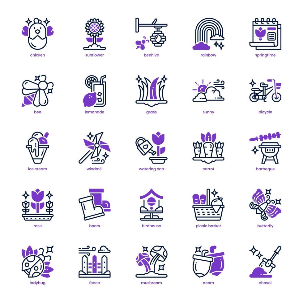 Springtime icon pack for your website design, logo, app, and user interface. Springtime icon mixed line and solid design. Vector graphics illustration and editable stroke.