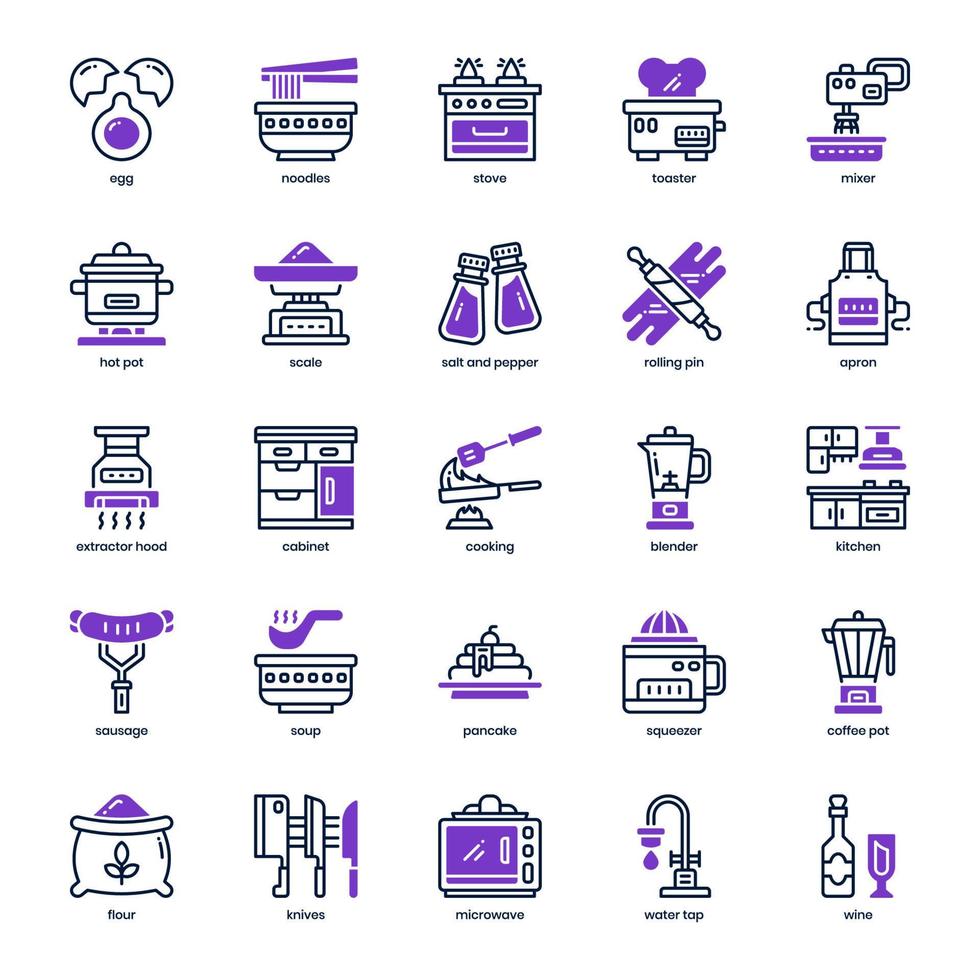 Cooking icon pack for your website design, logo, app, and user interface. Cooking icon mixed line and solid design. Vector graphics illustration and editable stroke.