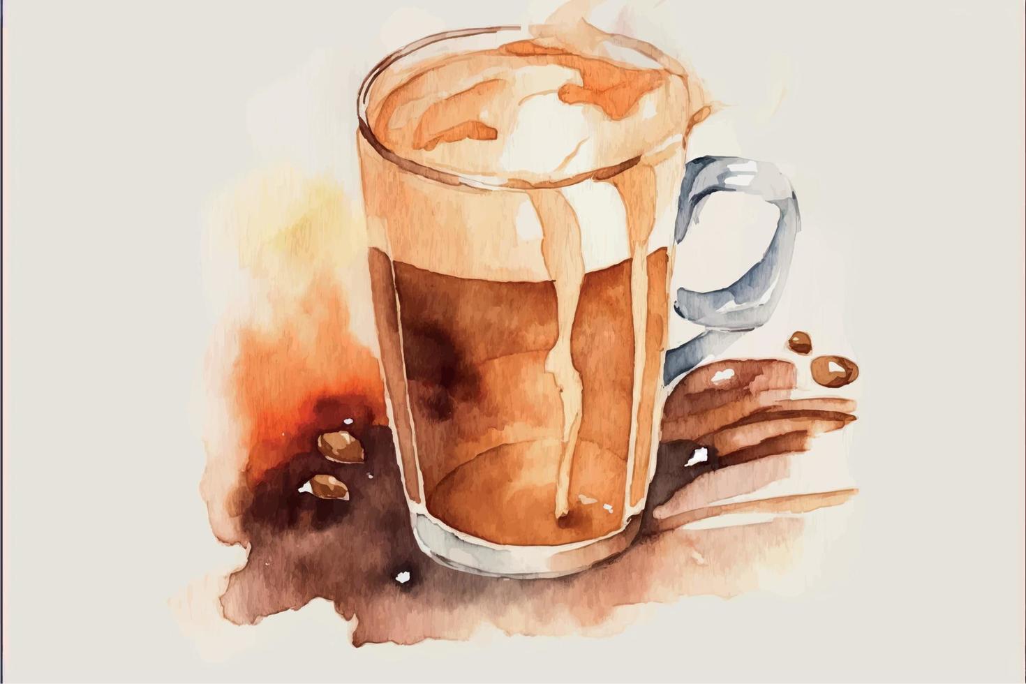 taza de café acuarela dibujada a mano vector