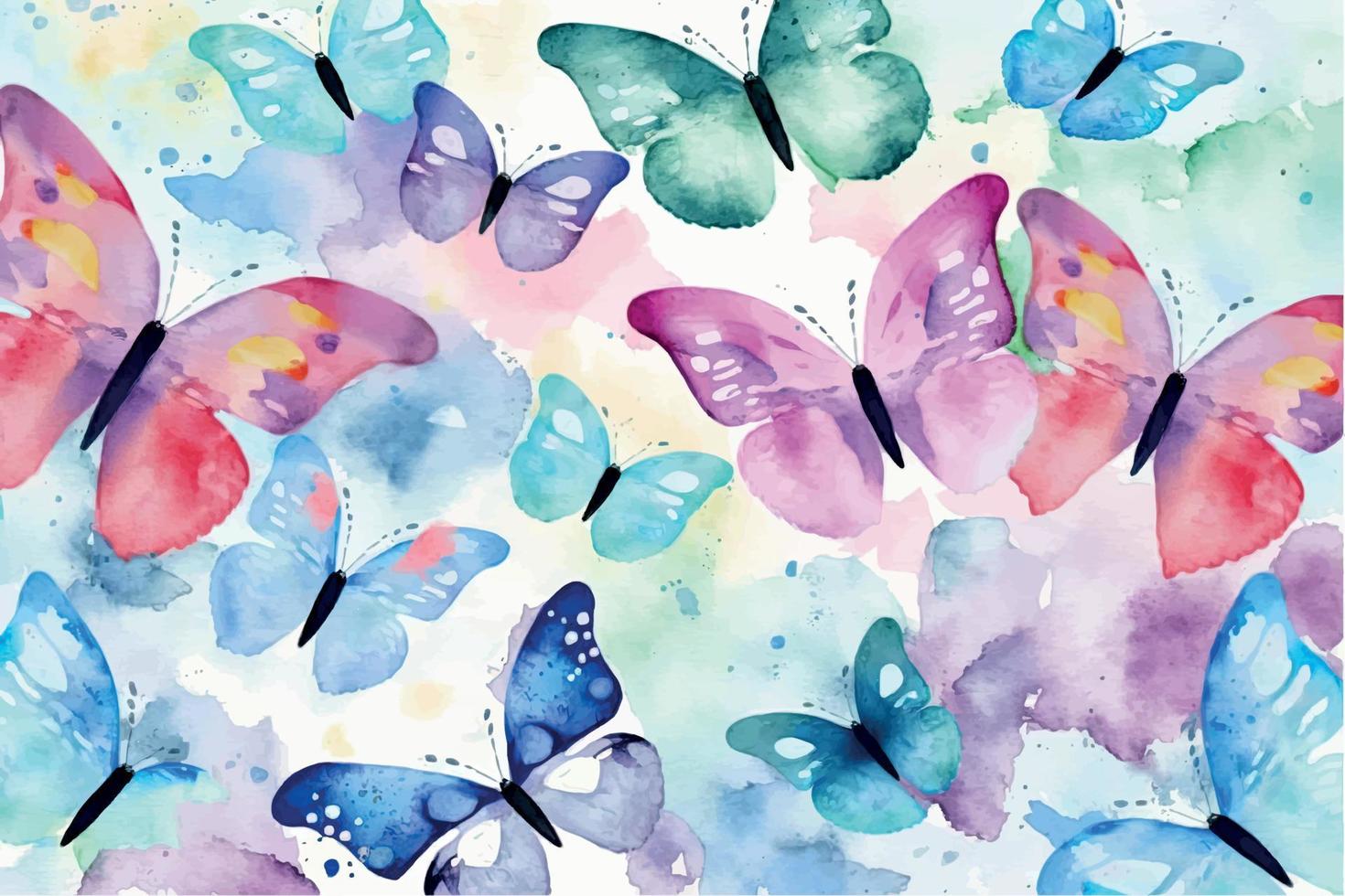 Hand drawn watercolor butterflies vector