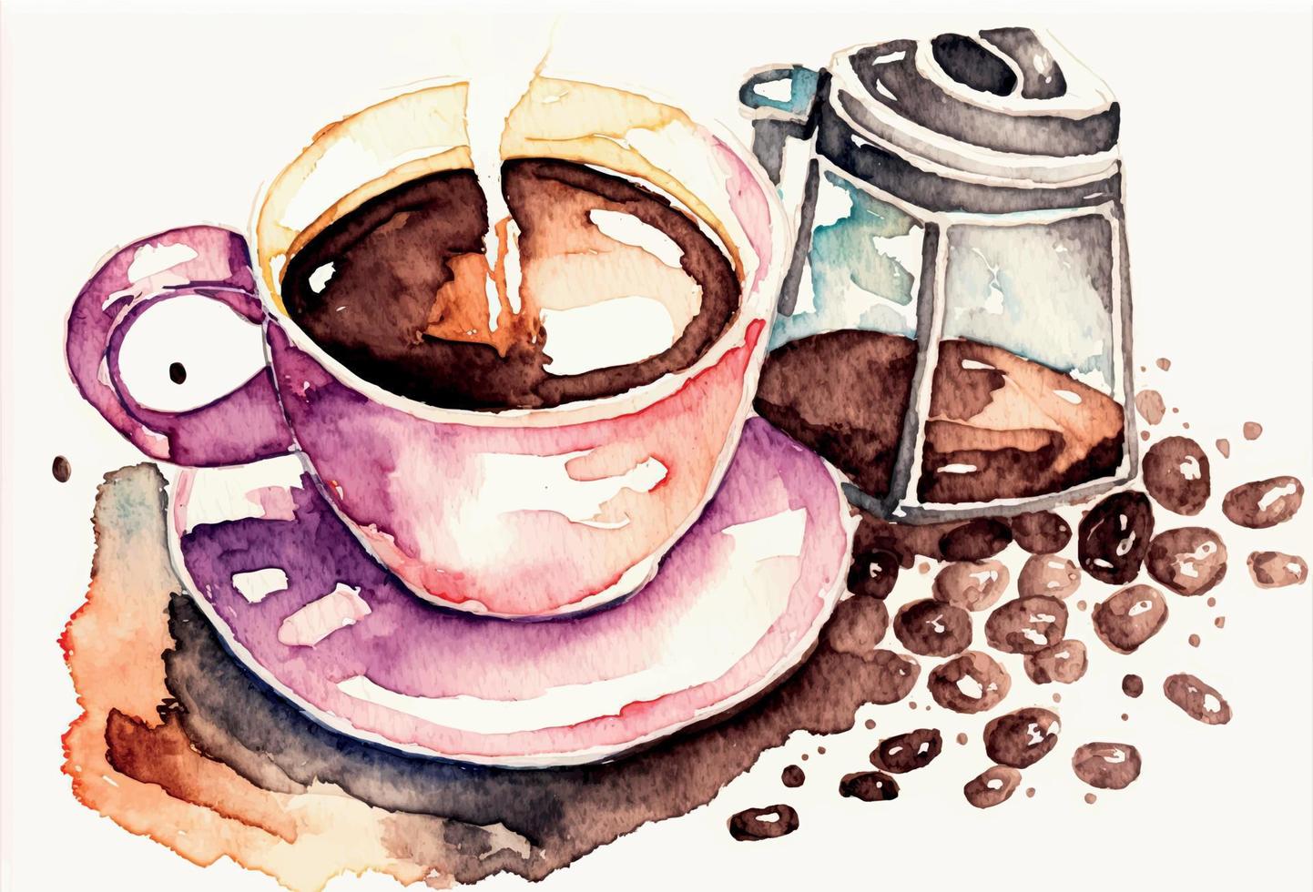 Hand drawn watercolour coffee cup vector