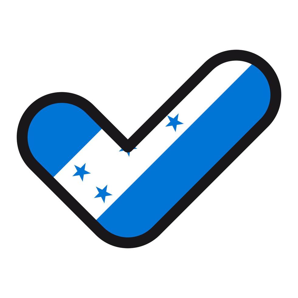 Flag of Honduras in the shape of check mark, vector sign approval, symbol of elections, voting.