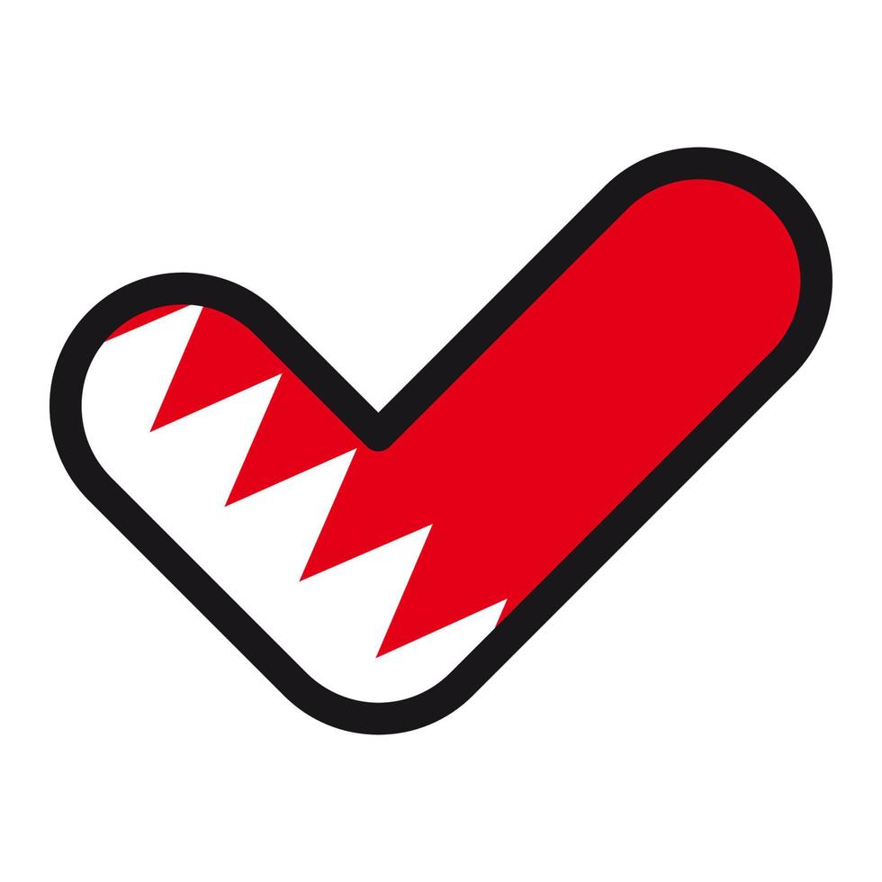 Flag of Bahrain in the shape of check mark, vector sign approval, symbol of elections, voting.