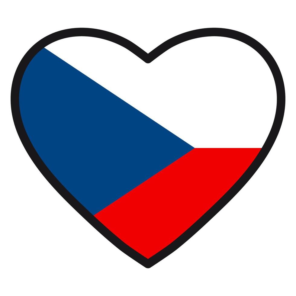 Flag of Czech in the shape of Heart with contrasting contour, symbol of love for his country, patriotism, icon for Independence Day. vector