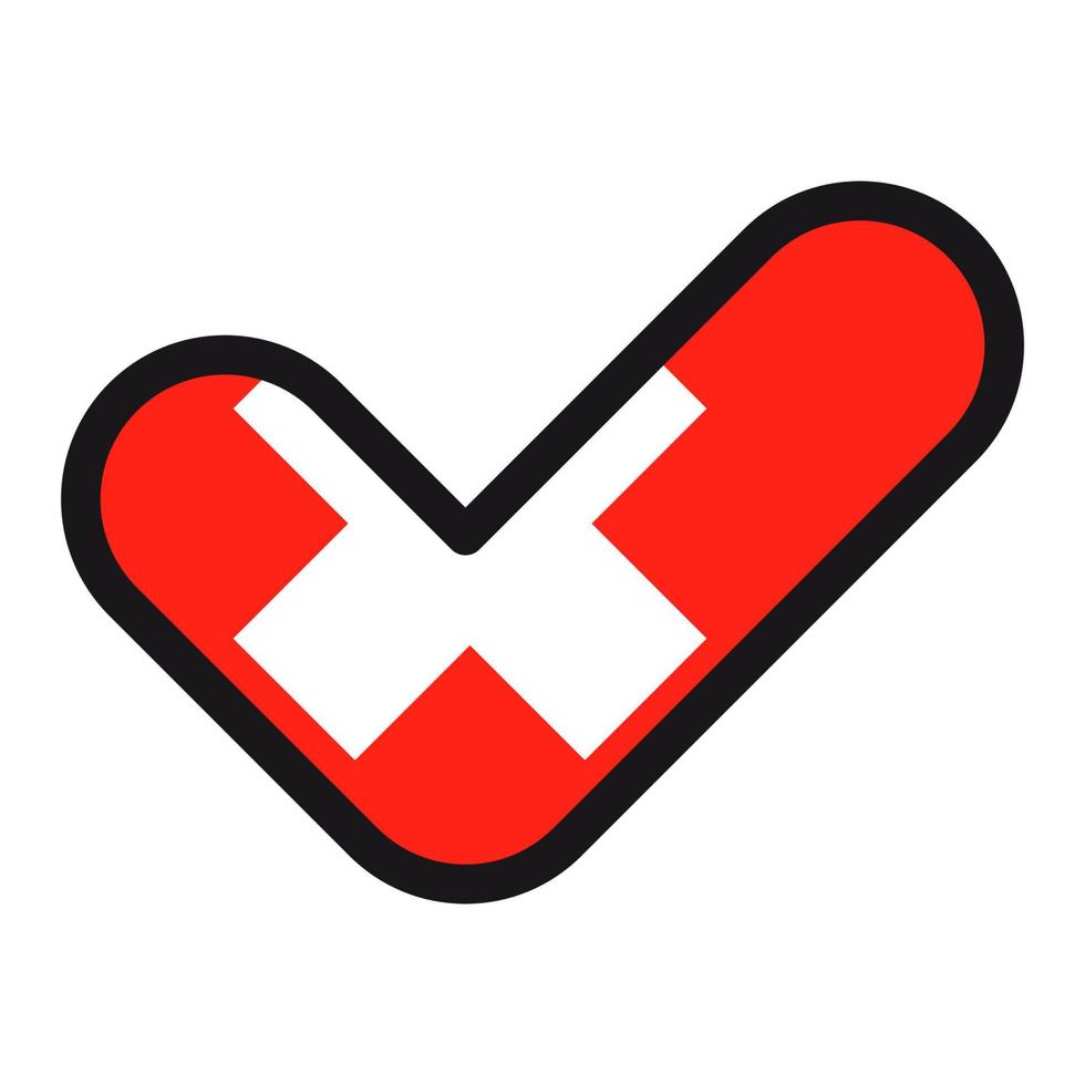 Flag of Switzerland in the shape of check mark, vector sign approval, symbol of elections, voting.