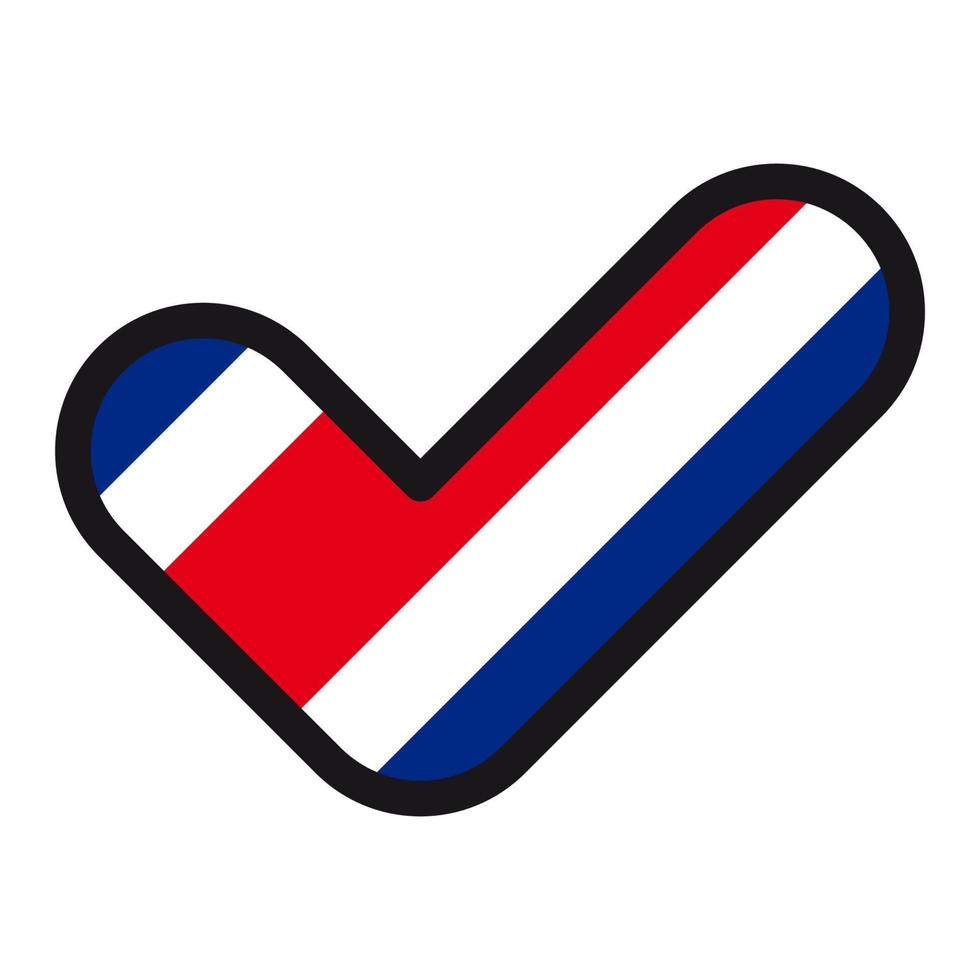 Flag of Costa Rica in the shape of check mark, vector sign approval, symbol of elections, voting.