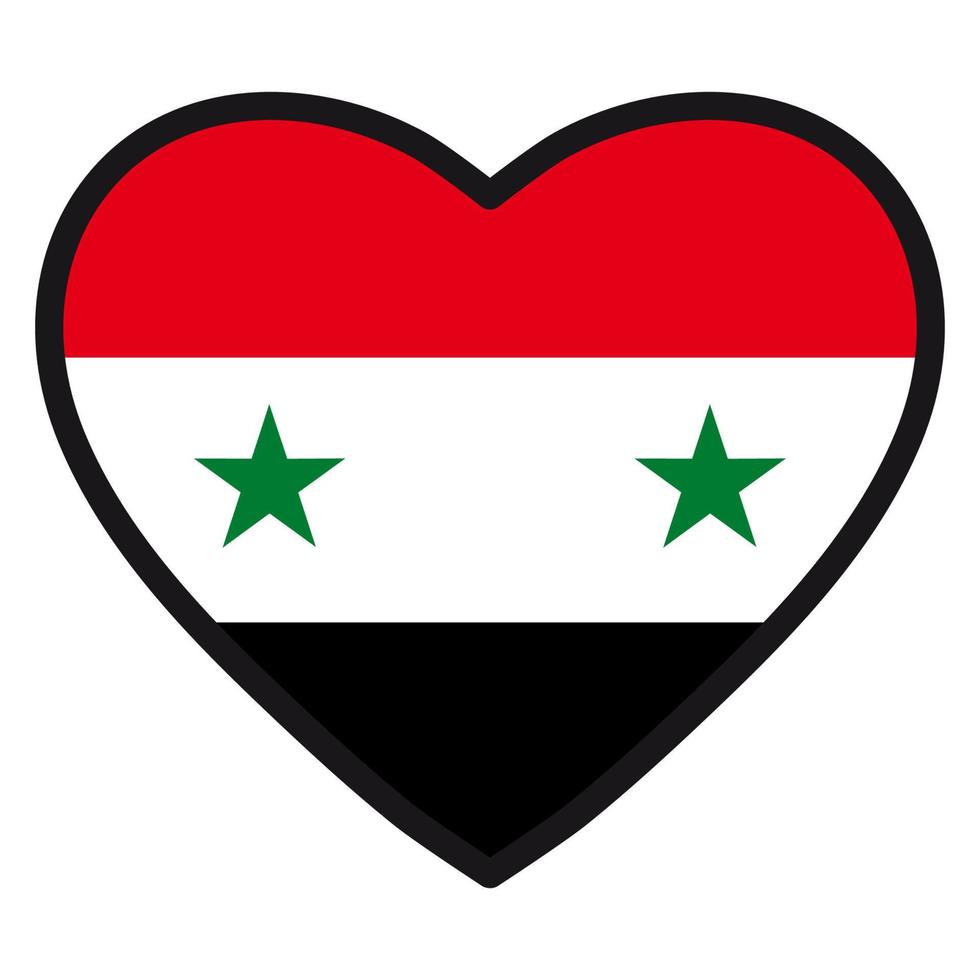 Flag of Syria  in the shape of Heart with contrasting contour, symbol of love for his country, patriotism, icon for Independence Day. vector