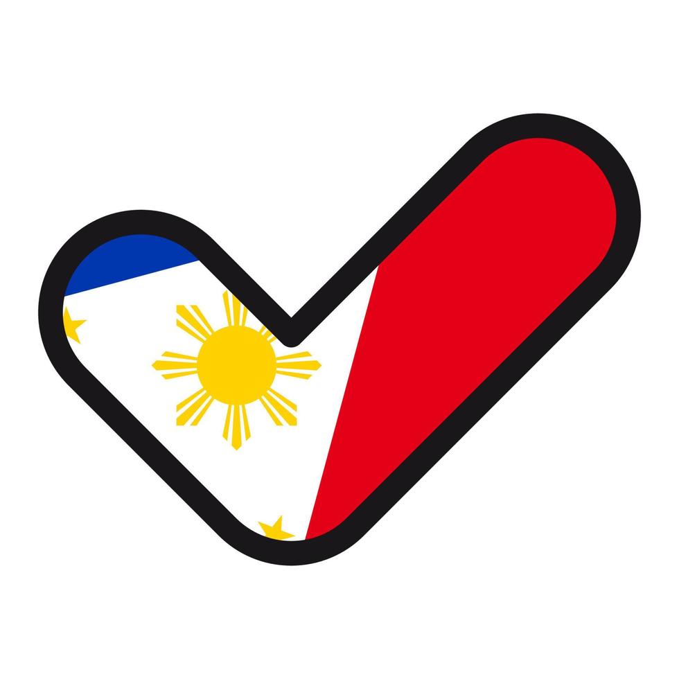 Flag of Philippines in the shape of check mark, vector sign approval, symbol of elections, voting.