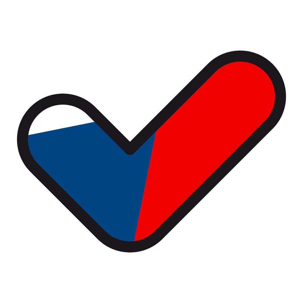 Flag of Czech in the shape of check mark, vector sign approval, symbol of elections, voting.