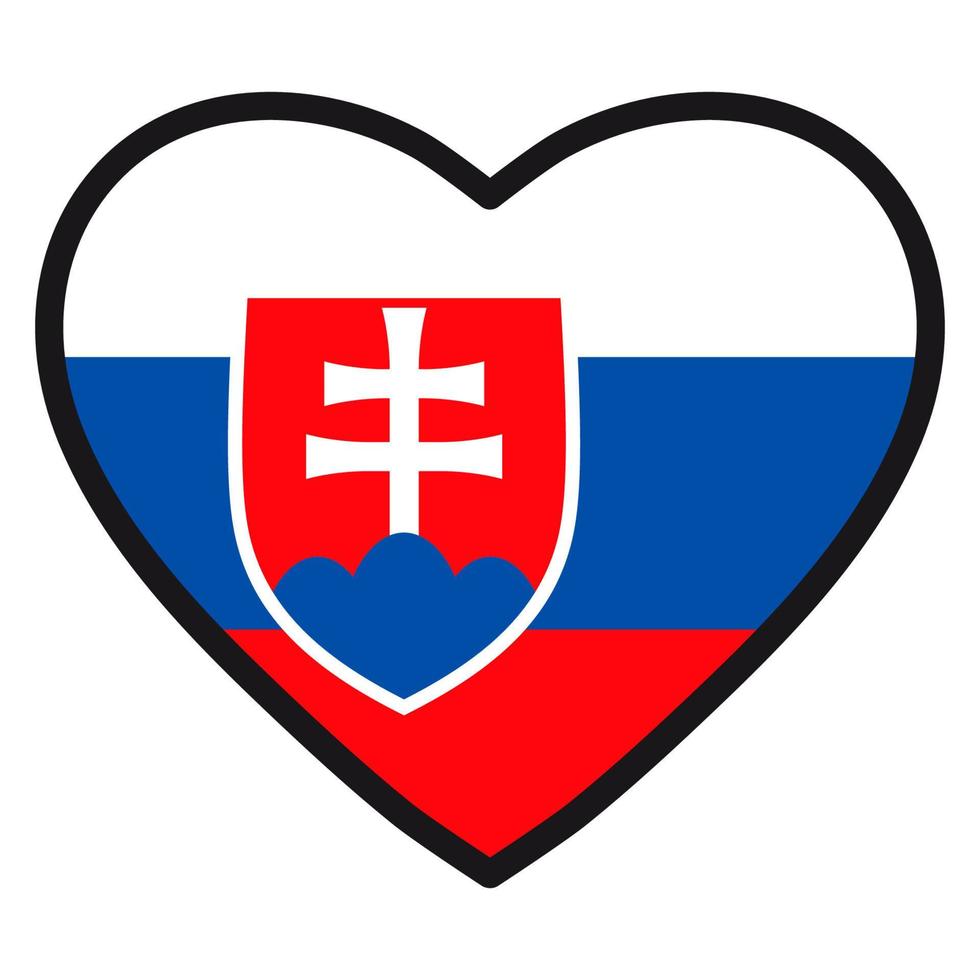 Flag of Slovakia in the shape of Heart with contrasting contour, symbol of love for his country, patriotism, icon for Independence Day. vector