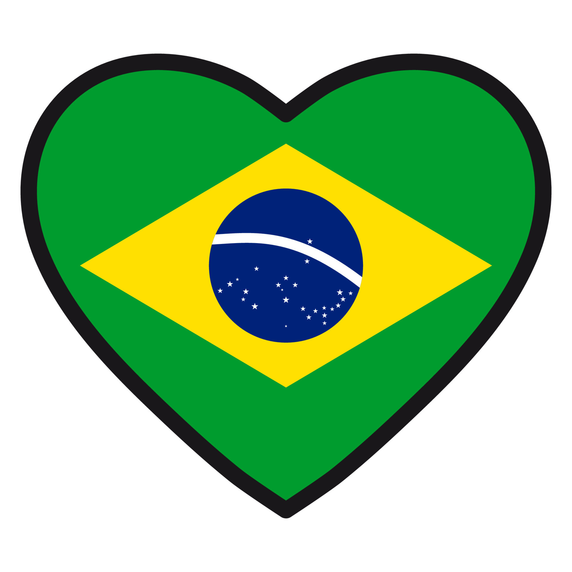 Flag of Brazil in the shape of Heart with contrasting contour, symbol of  love for his country, patriotism, icon for Independence Day. 17023597  Vector Art at Vecteezy
