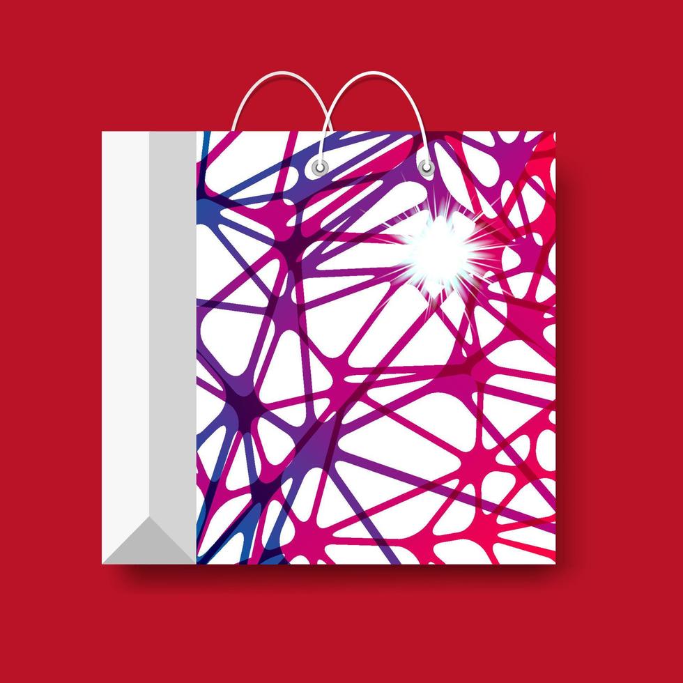 bolsa de papel de compras, símbolo de marketing vectorial aislado en un fondo rojo. vector