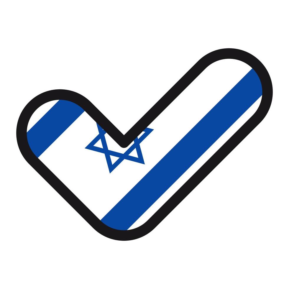 Flag of Israel in the shape of check mark, vector sign approval, symbol of elections, voting.