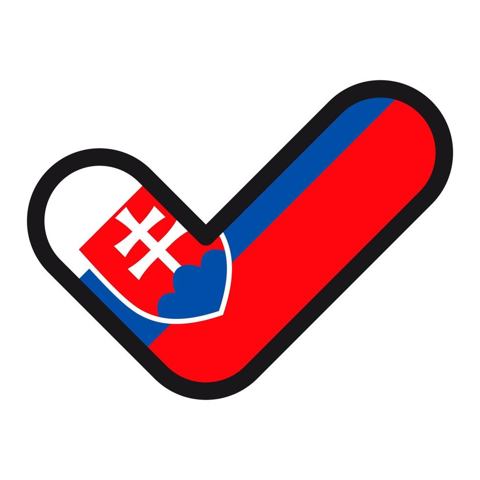 Flag of Slovakia in the shape of check mark, vector sign approval, symbol of elections, voting.