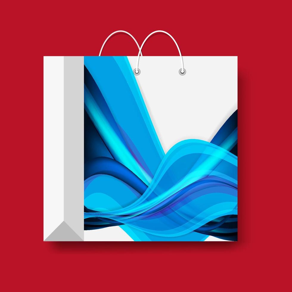 Shopping paper bag, vector marketing symbol isolated on a red background.