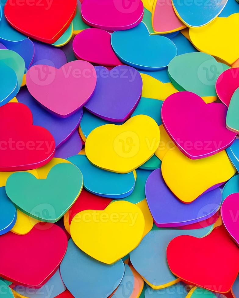 coloridas pegatinas en forma de corazón de amor foto