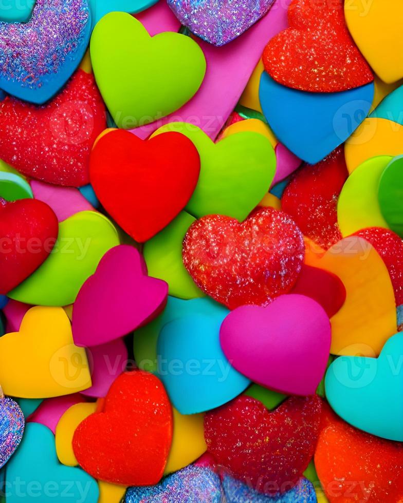 coloridas pegatinas en forma de corazón de amor foto