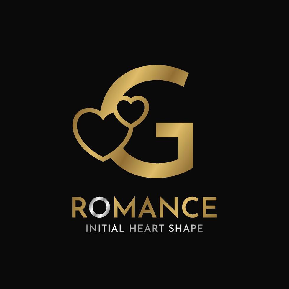 royal letter G with heart shape initial vector logo design