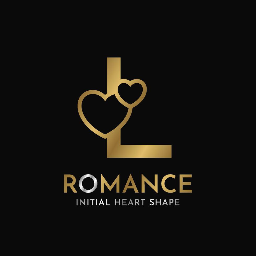 royal letter L with heart shape initial vector logo design