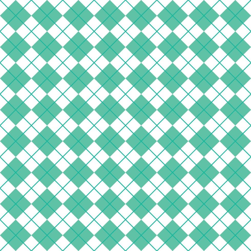 Simple Green And White Seamless Argyle Square Pattern vector