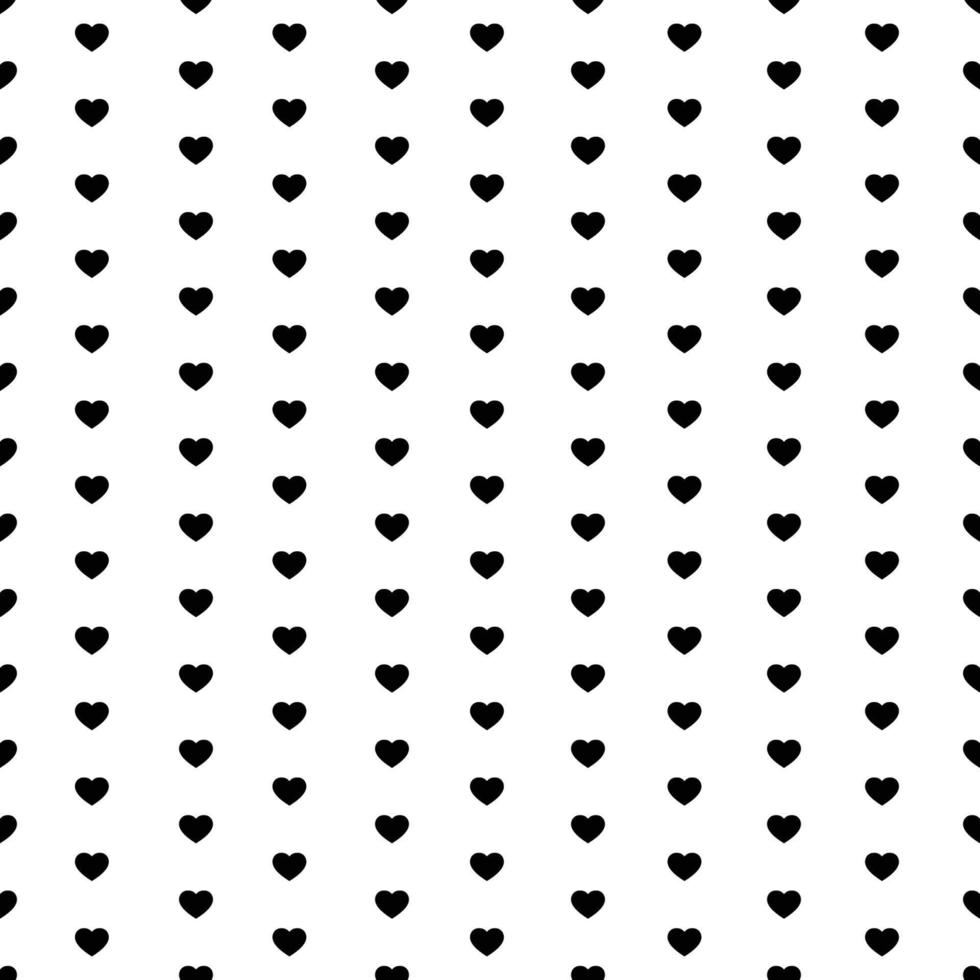 Black Seamless Hearts Pattern On White Background vector