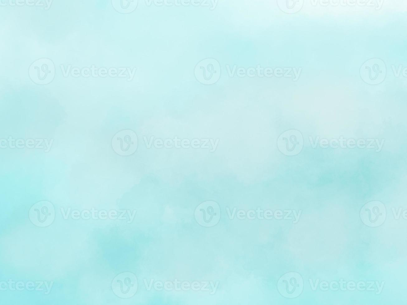 Soft smeared light blue color watercolor background, Aquarelle painted paper textured canvas for design, invitation card, template. Creative smooth turquoise shades frame photo
