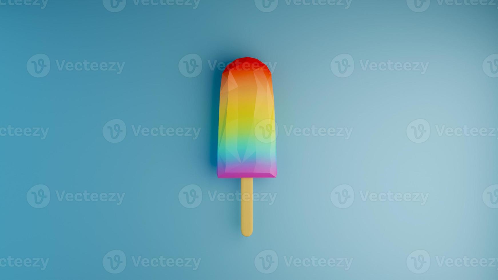 helado en estilo polivinílico bajo en una ilustración 3d de fondo azul foto