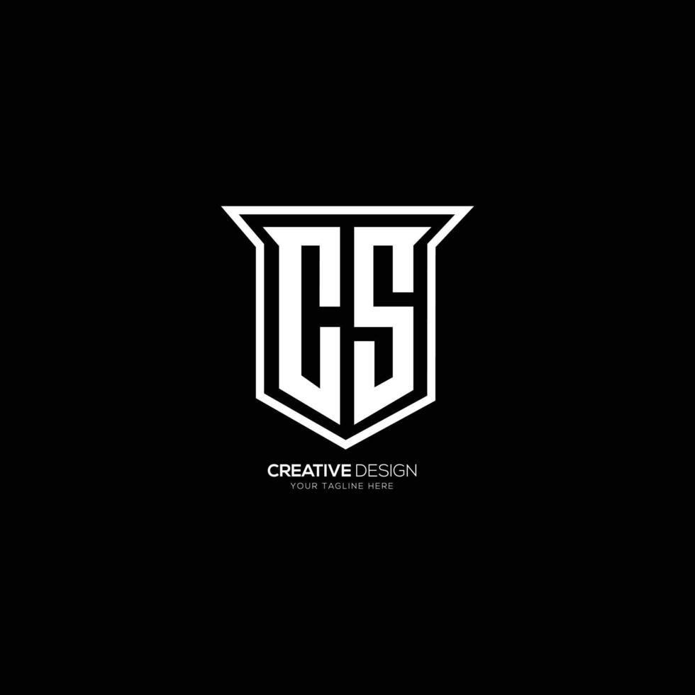 Modern letter C S with shield monogram logo vector
