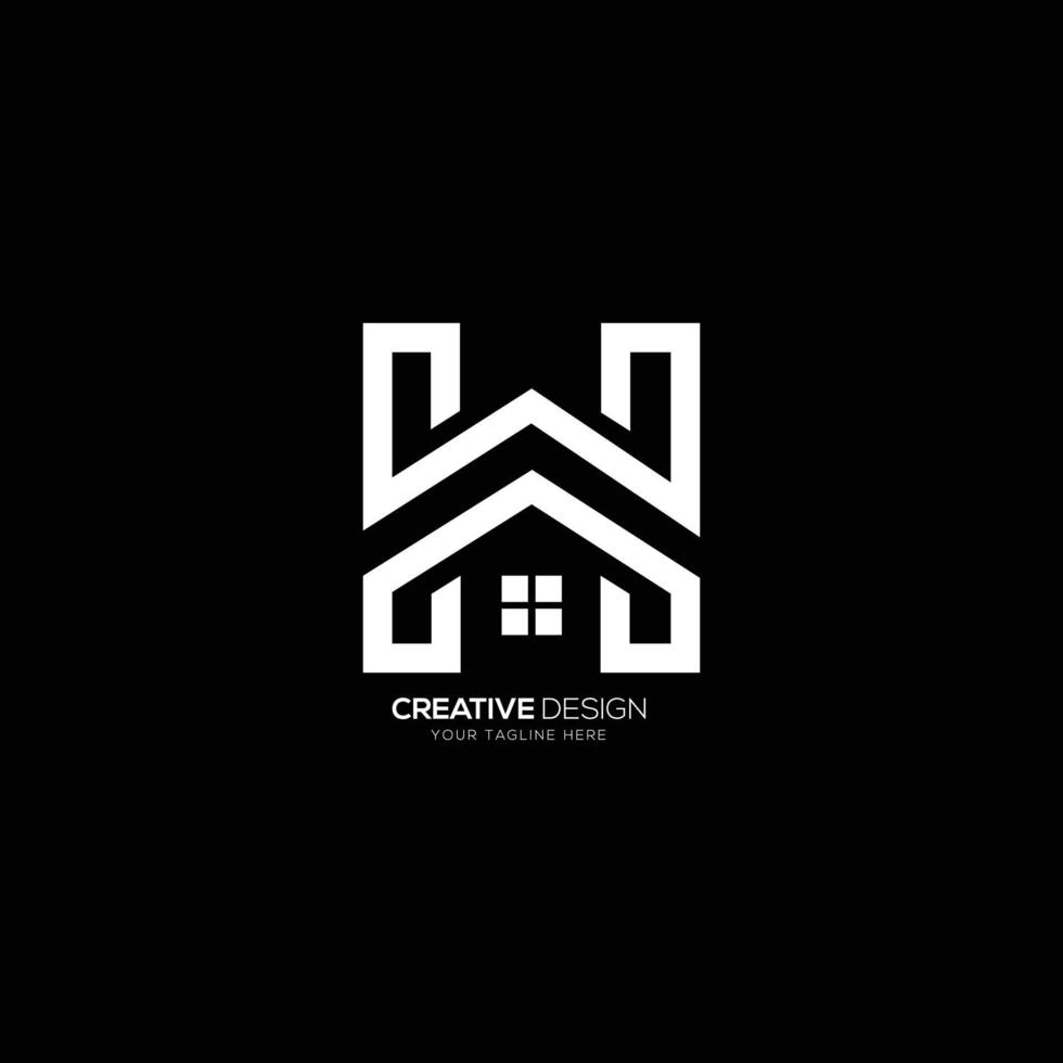 Modern letter H real estate home minimal line art logo vector