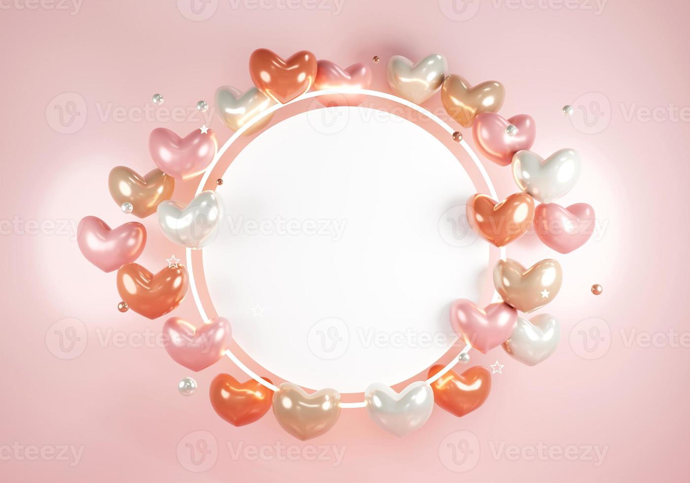 3D Rendering concept of Valentine  background card template with space for text. 3D Render illustration. photo