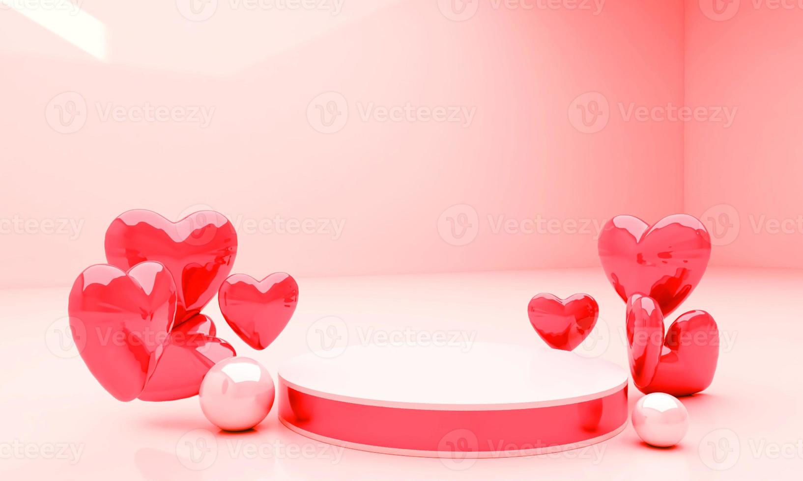 Valentines day podium blank space 3d render for mockup, background and banner photo