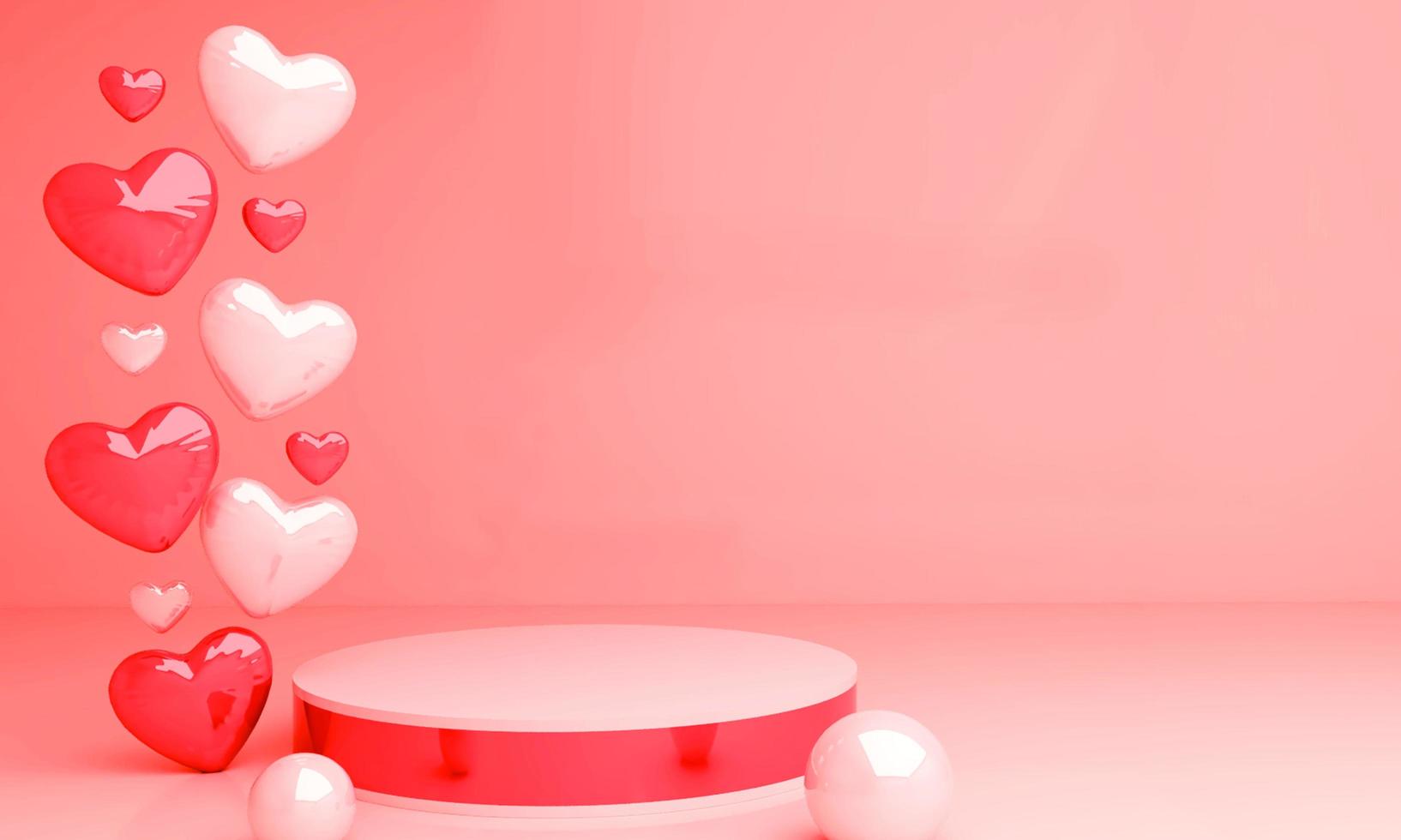 Valentines day podium blank space 3d render for mockup, background and banner photo