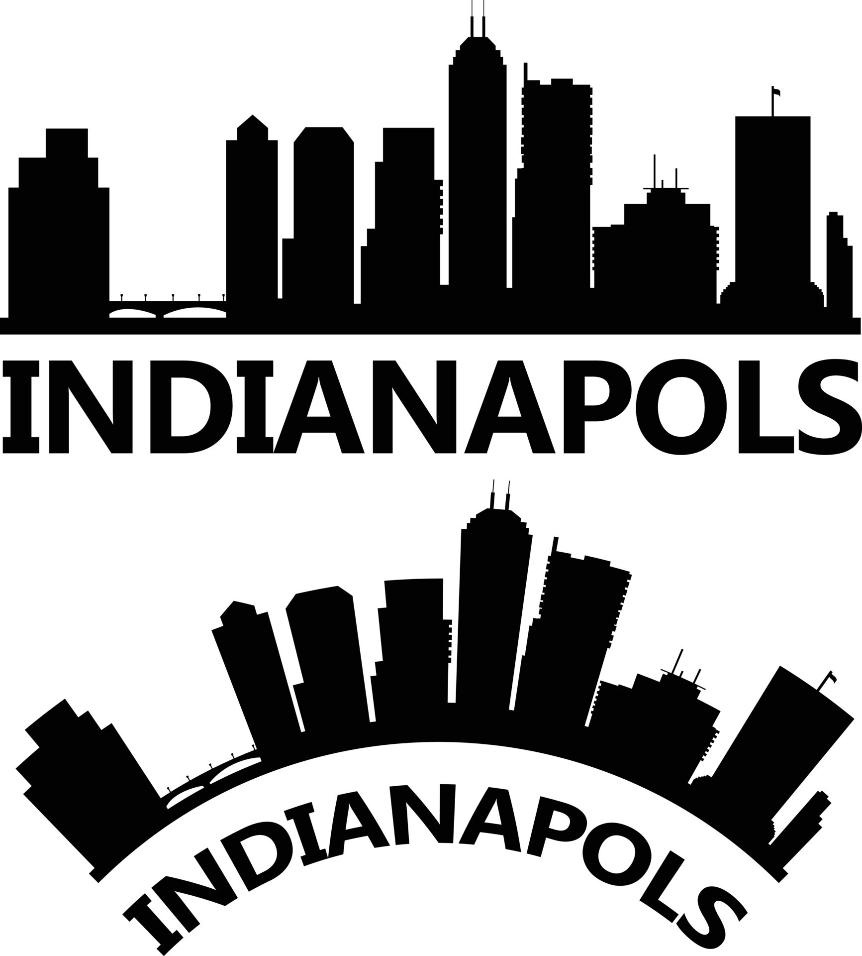 Indianapolis USA city skyline silhouette. Indiana skyline sign