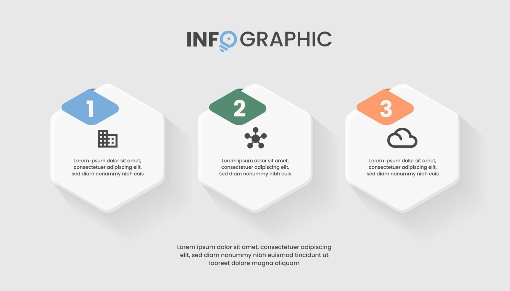 plantilla de diseño infográfico con 3 pasos en concepto creativo vector