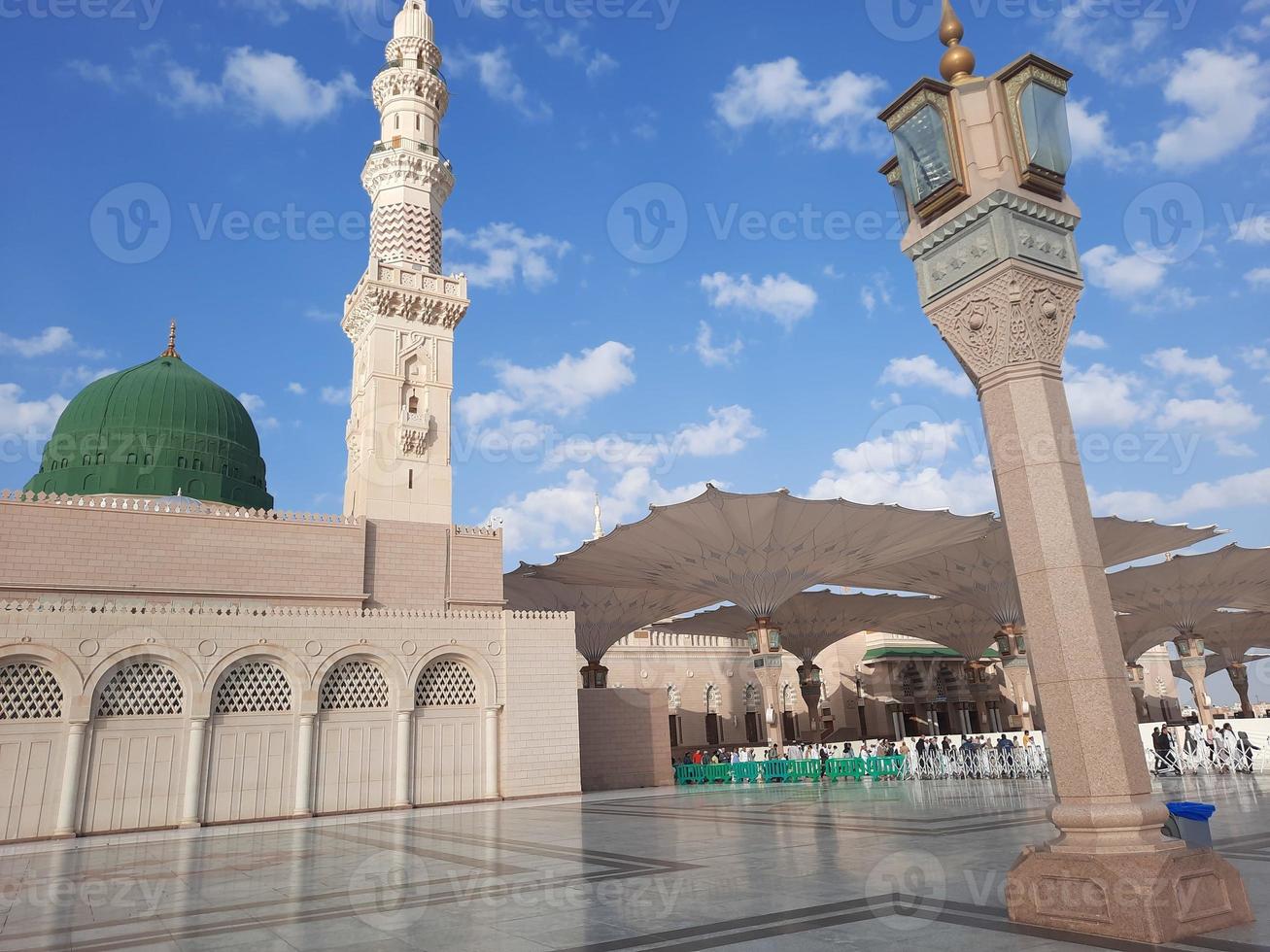 Beautiful daytime view of Prophet's Mosque - Masjid Al Nabawi, Medina, Saudi Arabia. photo