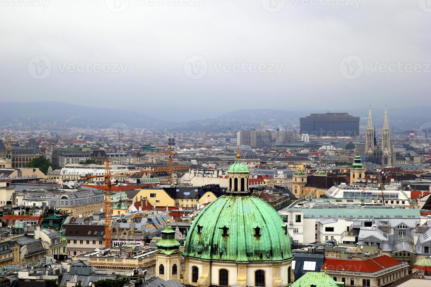 Travel to Vienna, Austria. The view on the city and the roofs of houses. photo
